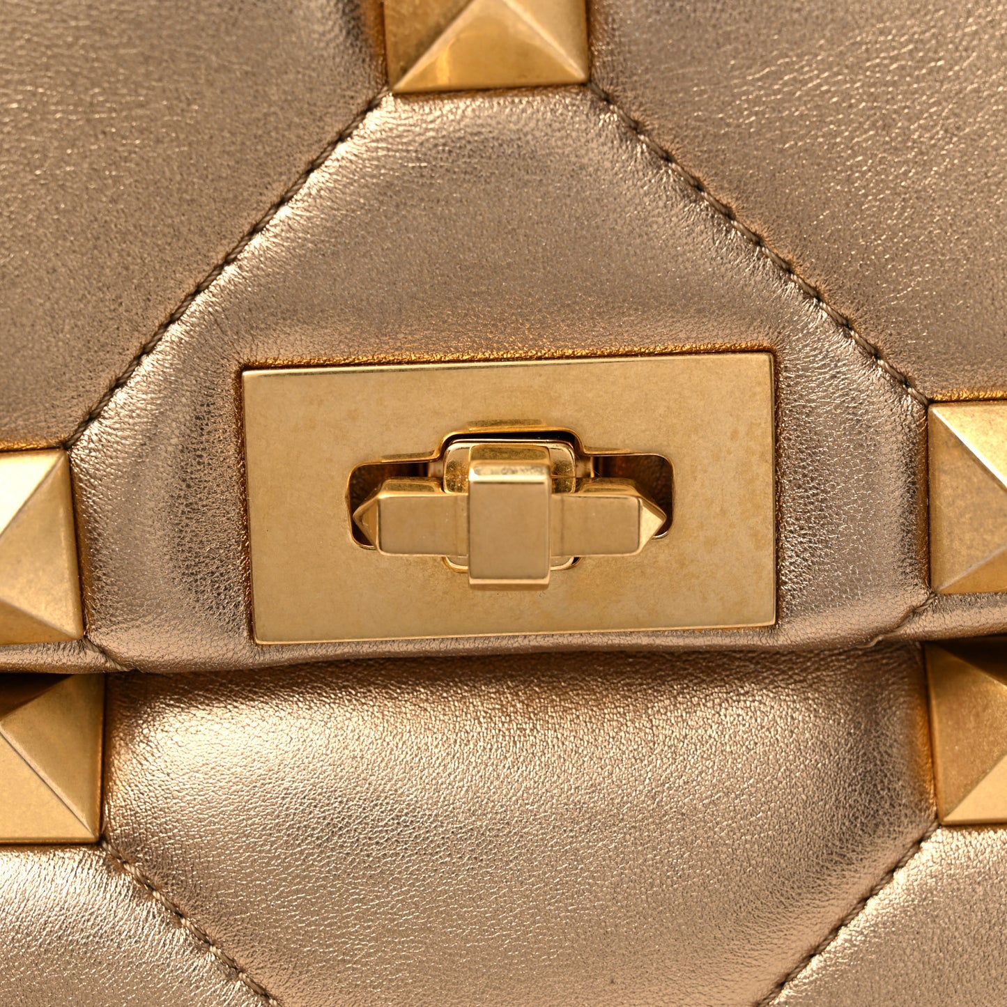 Nappa Medium Roman Stud Shoulder Bag Antique Brass