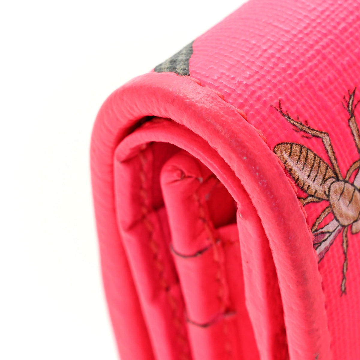 Calfskin Flora Print Zumi Card Case Fuxia Fluo