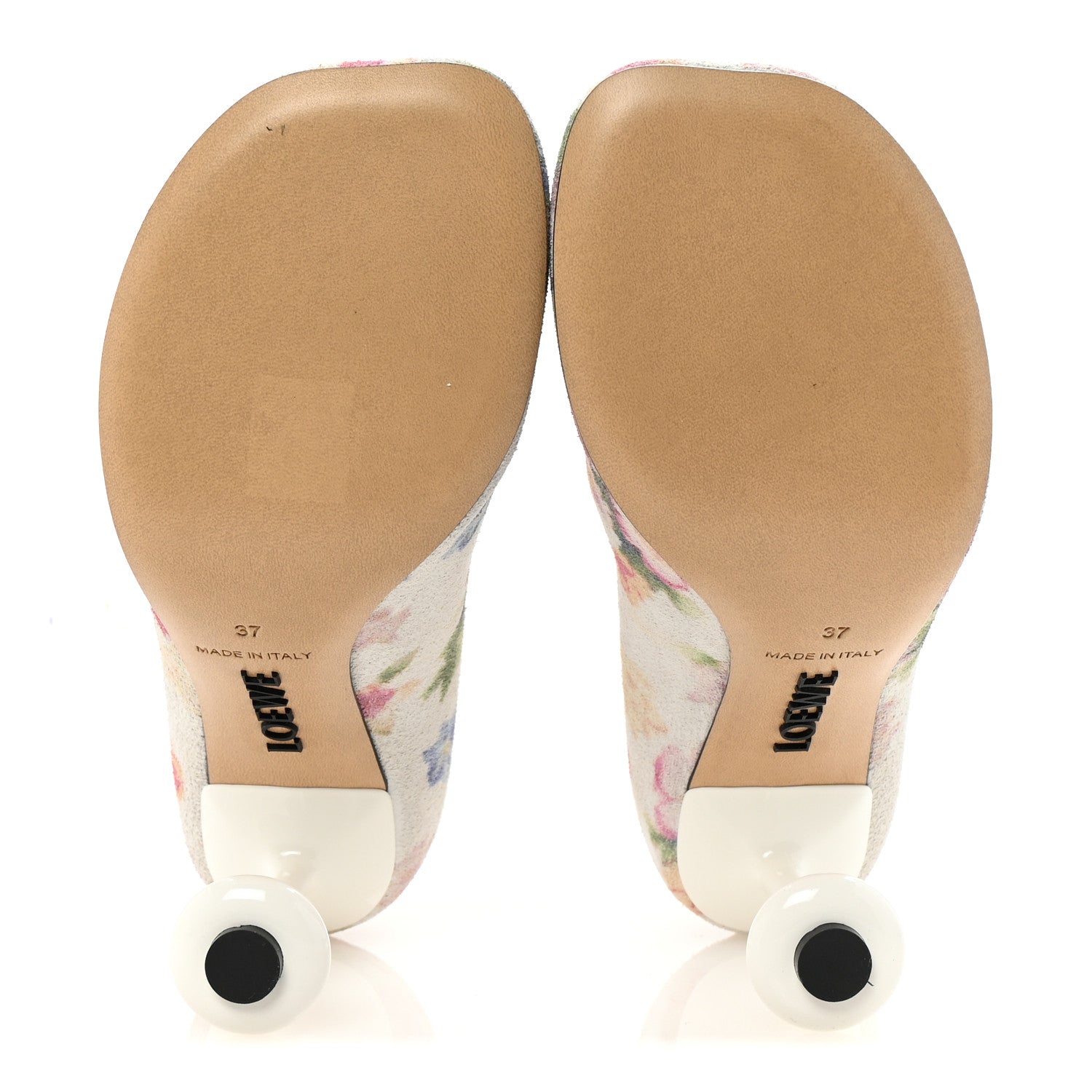 Loewe Suede Floral Toy Pumps 90 37 White Pink Multicolor 6 of 10