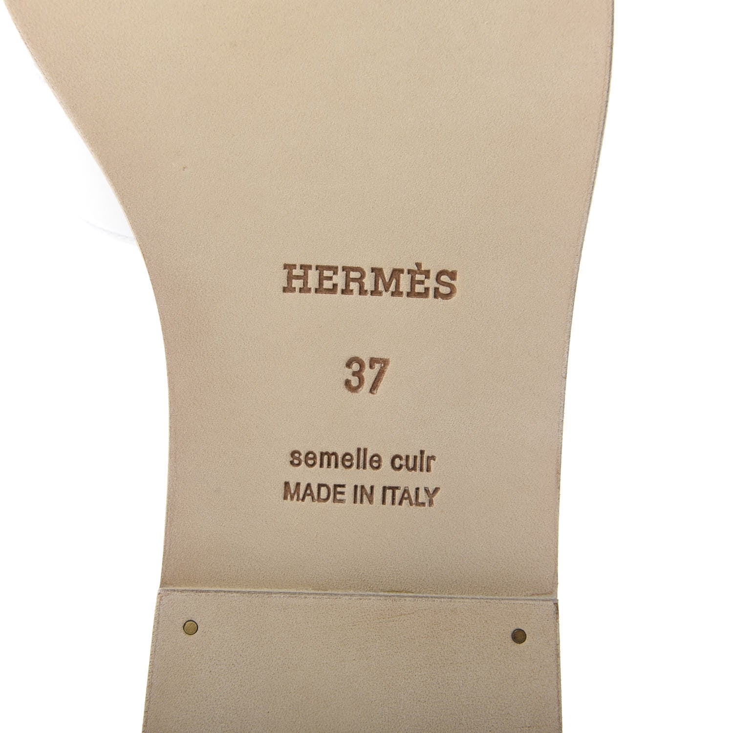 Hermes Metallic Nappa Box Oran Sandals 37 White Gris Argente 8 of 10