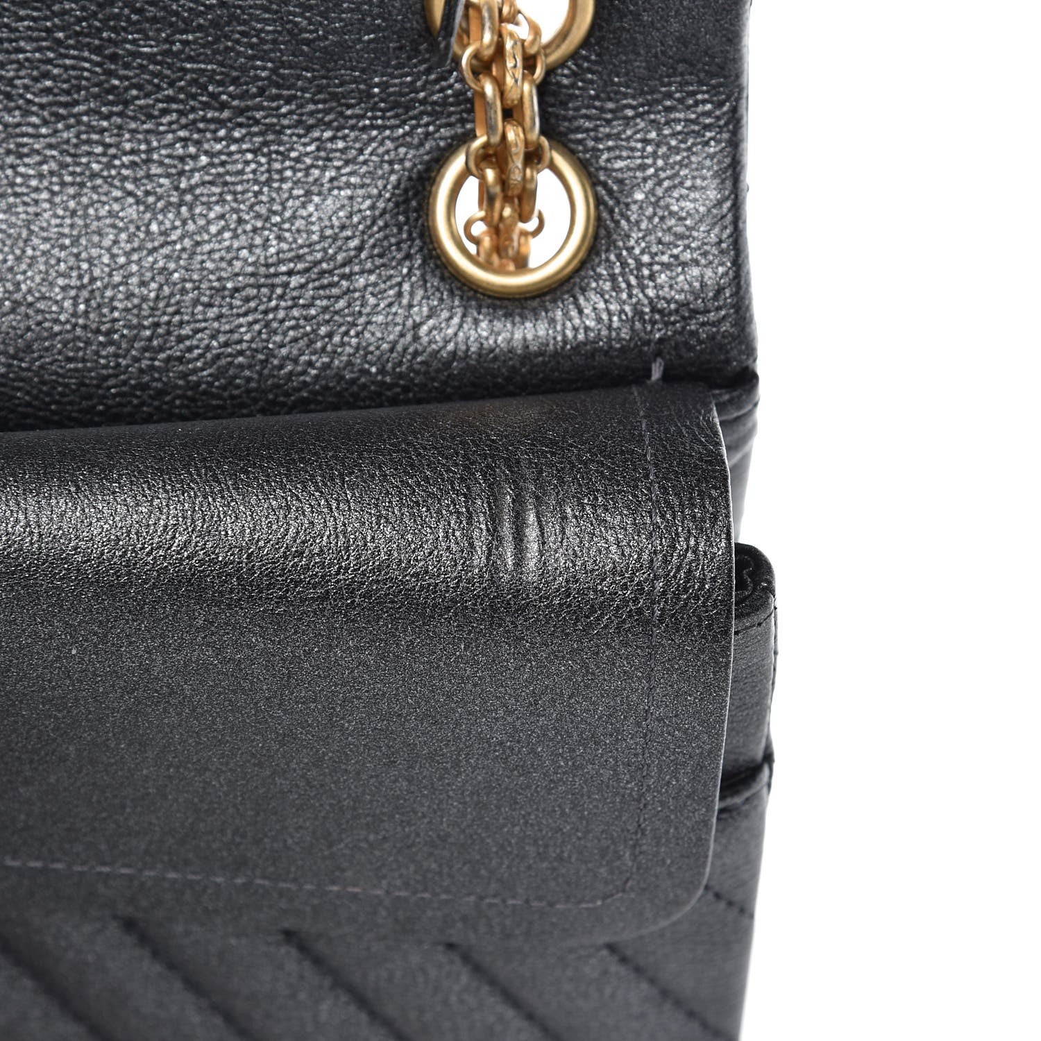 Chanel Metallic Sheepskin Chevron Quilted 2.55 Reissue 226 Flap Dark Silver 9 of 12