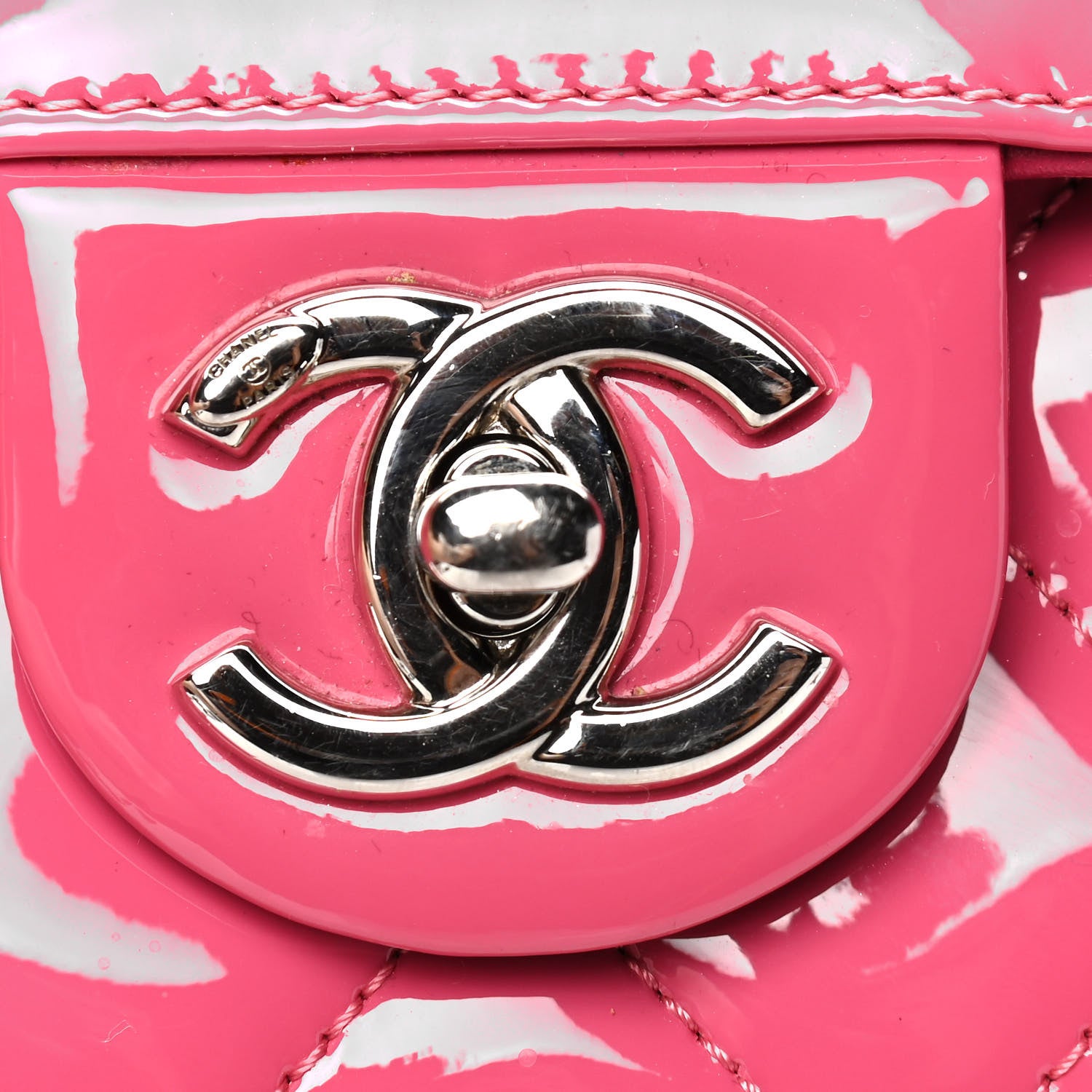 Chanel Patent Quilted Large Coco Shine Flap Pink 5 of 5