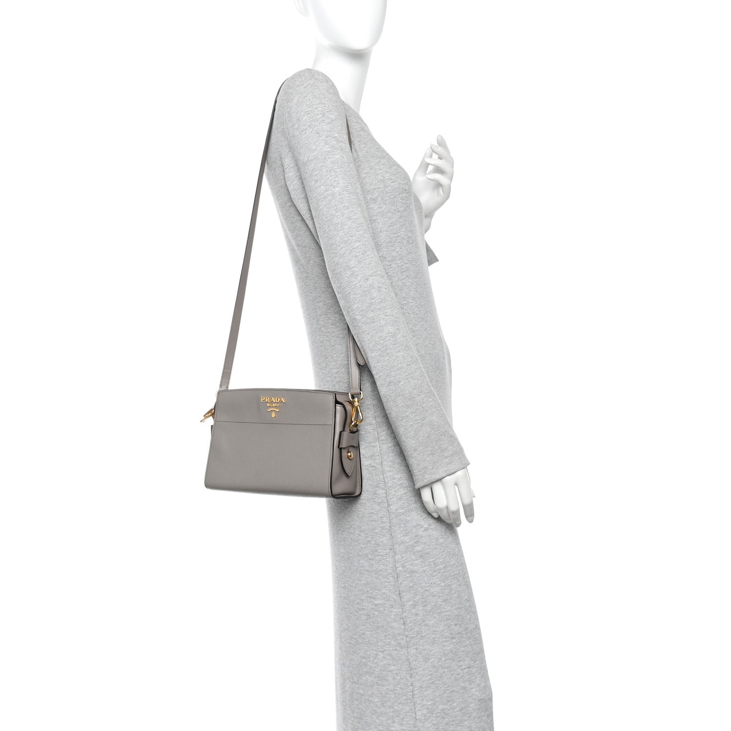 Saffiano Calfskin Esplanade Crossbody Bag Argilla