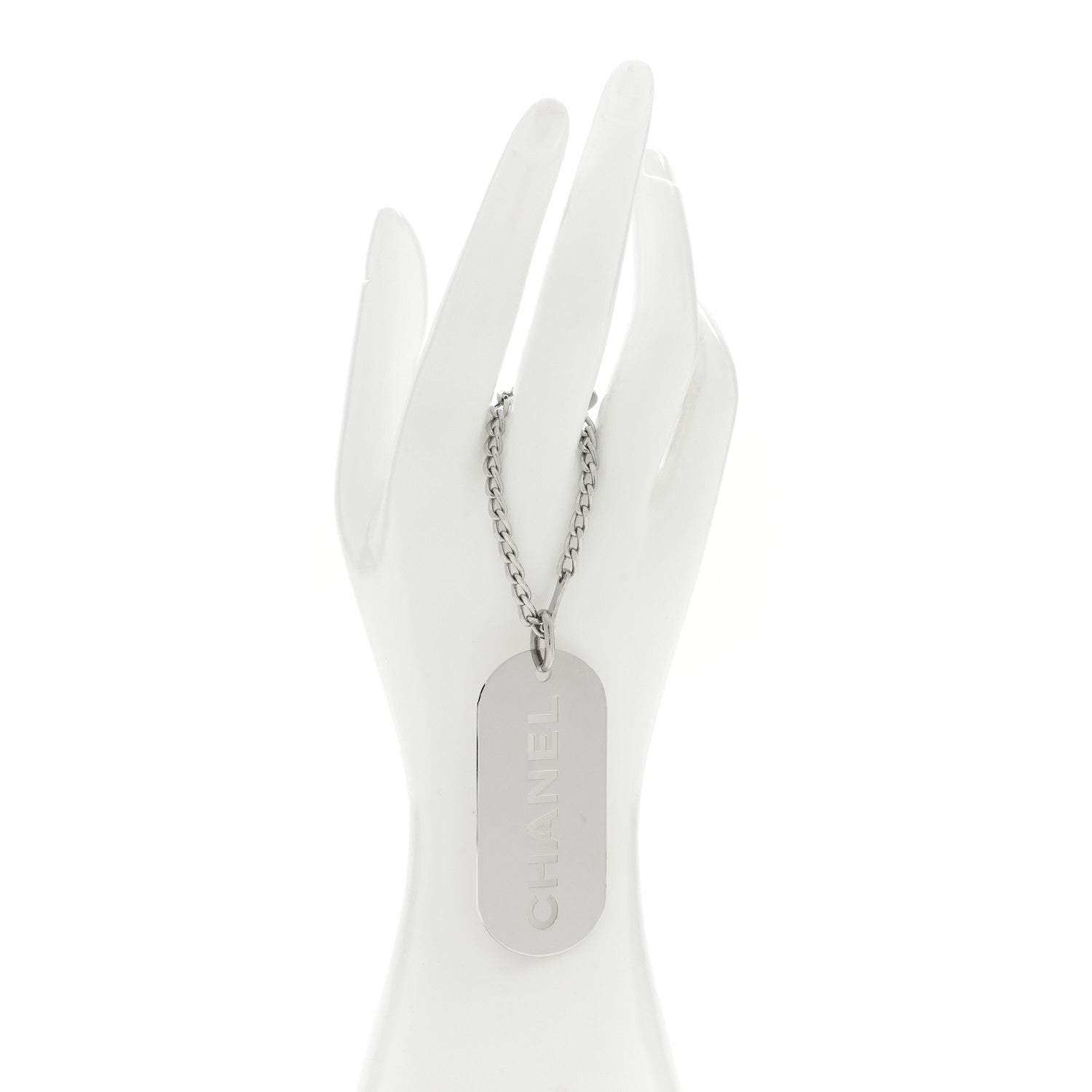 Chanel Metal Logo Dog Tag Key Ring Silver 1830284 – FASHIONPHILE