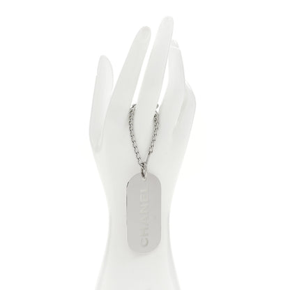 Chanel Metal Logo Dog Tag Key Ring Silver 3 of 5
