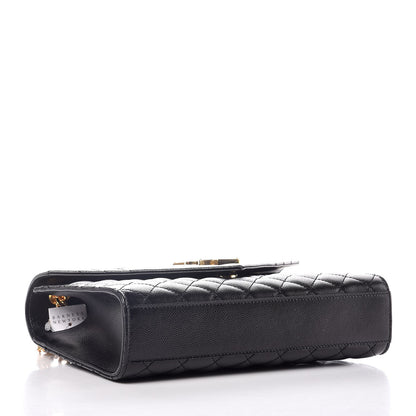 Saint Laurent Grain De Poudre Textured Mixed Matelasse Triquilt Medium Monogram Satchel Black 4 of 8