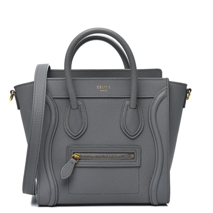 Celine Drummed Calfskin Nano Luggage Kohl 1 of 8