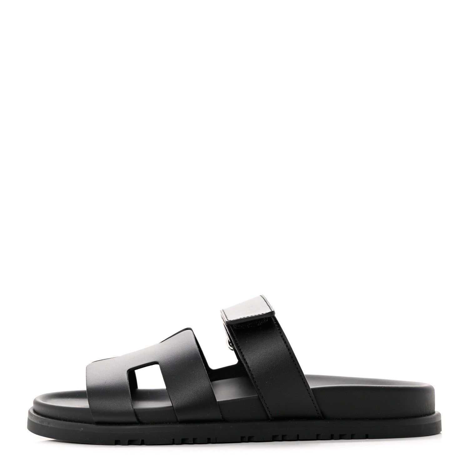 Hermes Calfskin Womens Chypre Sandals 38 Black 1 of 9