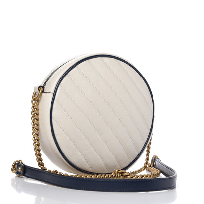 Gucci Azalea Calfskin Matelasse Diagonal Mini Torchon GG Marmont Round Shoulder Bag Mystic White Blue Agata 3 of 11