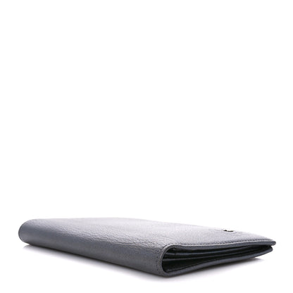 Chanel Metallic Goatskin Camellia Yen Wallet Navy 4 of 12