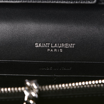 Saint Laurent Patent Grain De Poudre Matelasse Chevron Monogram Chain Wallet Neon Yellow 6 of 10