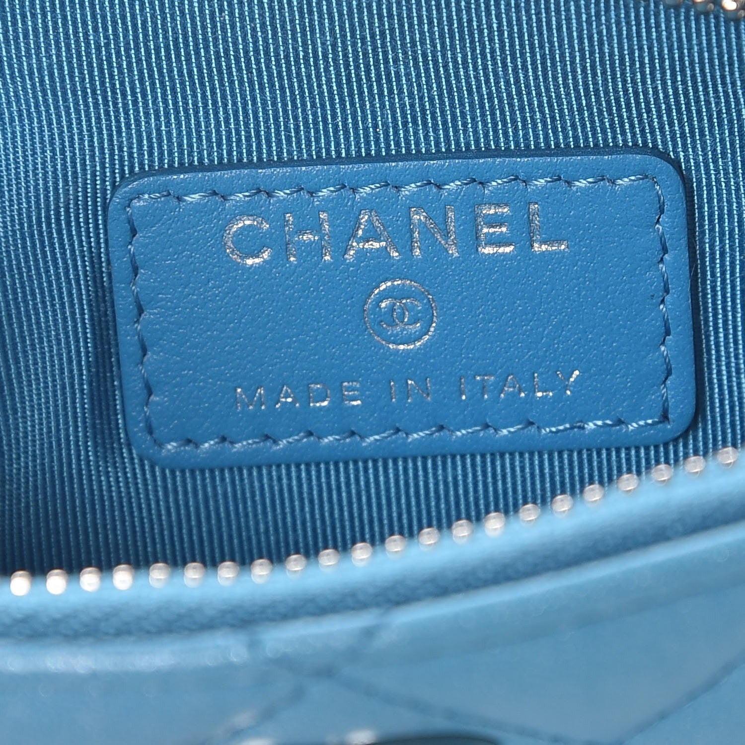 Chanel Metallic Lambskin Small Cosmetic Case Turquoise 5 of 7