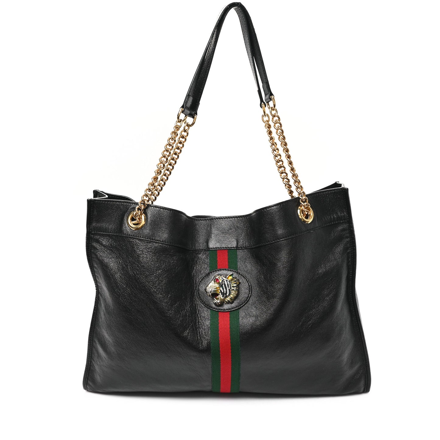 Calfskin Maxi Rajah Chain Tote Black