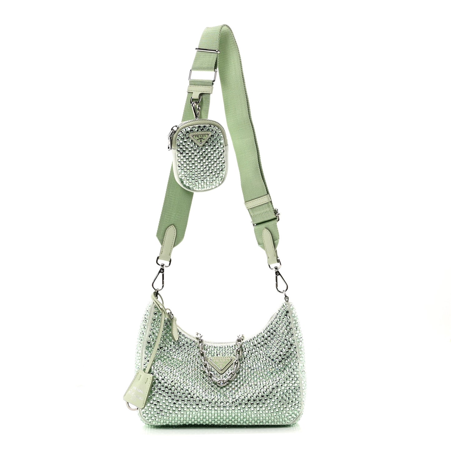 Satin Crystal Re-Edition 2005 Shoulder Bag Acqua
