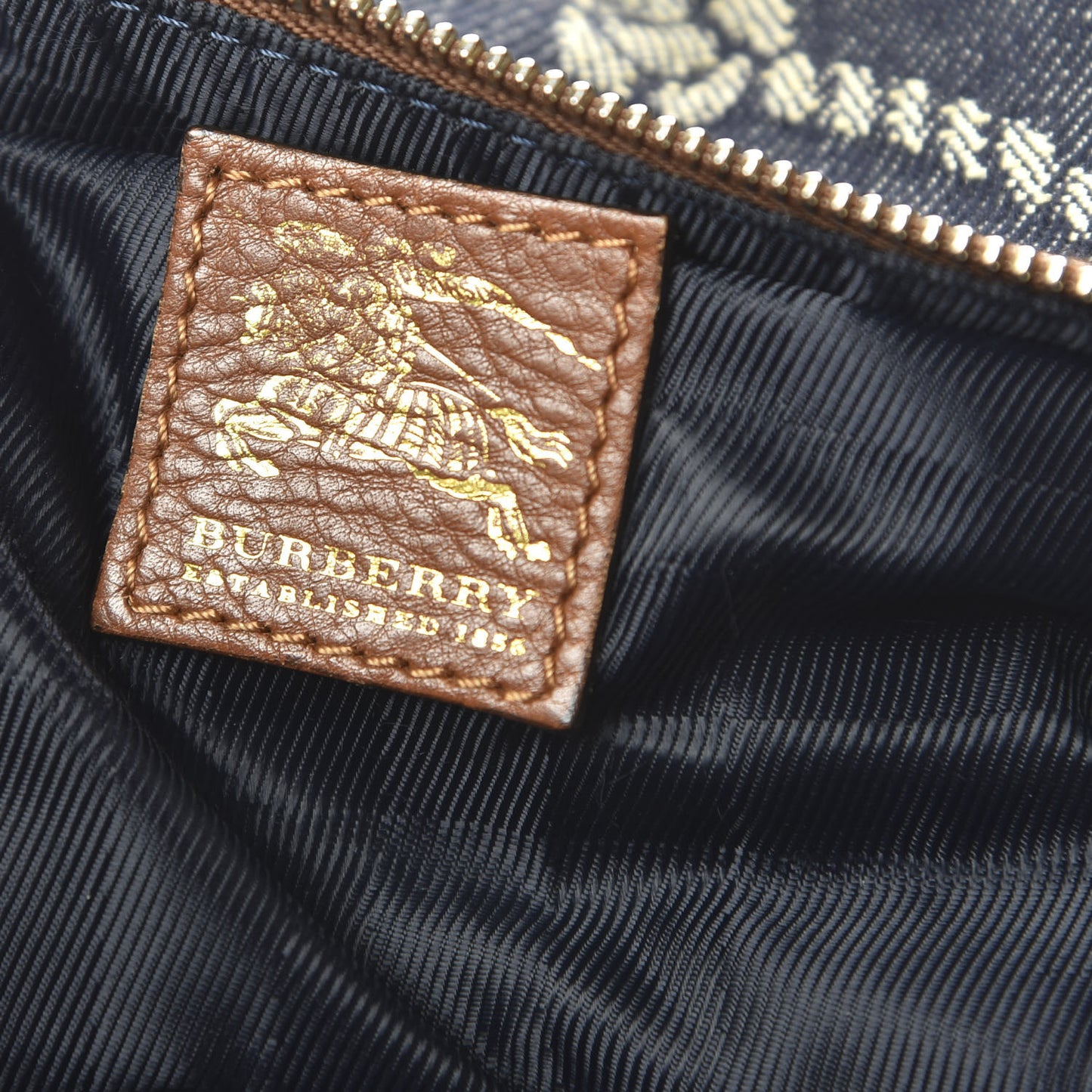 Calfskin Denim Rope Print Bag Blue