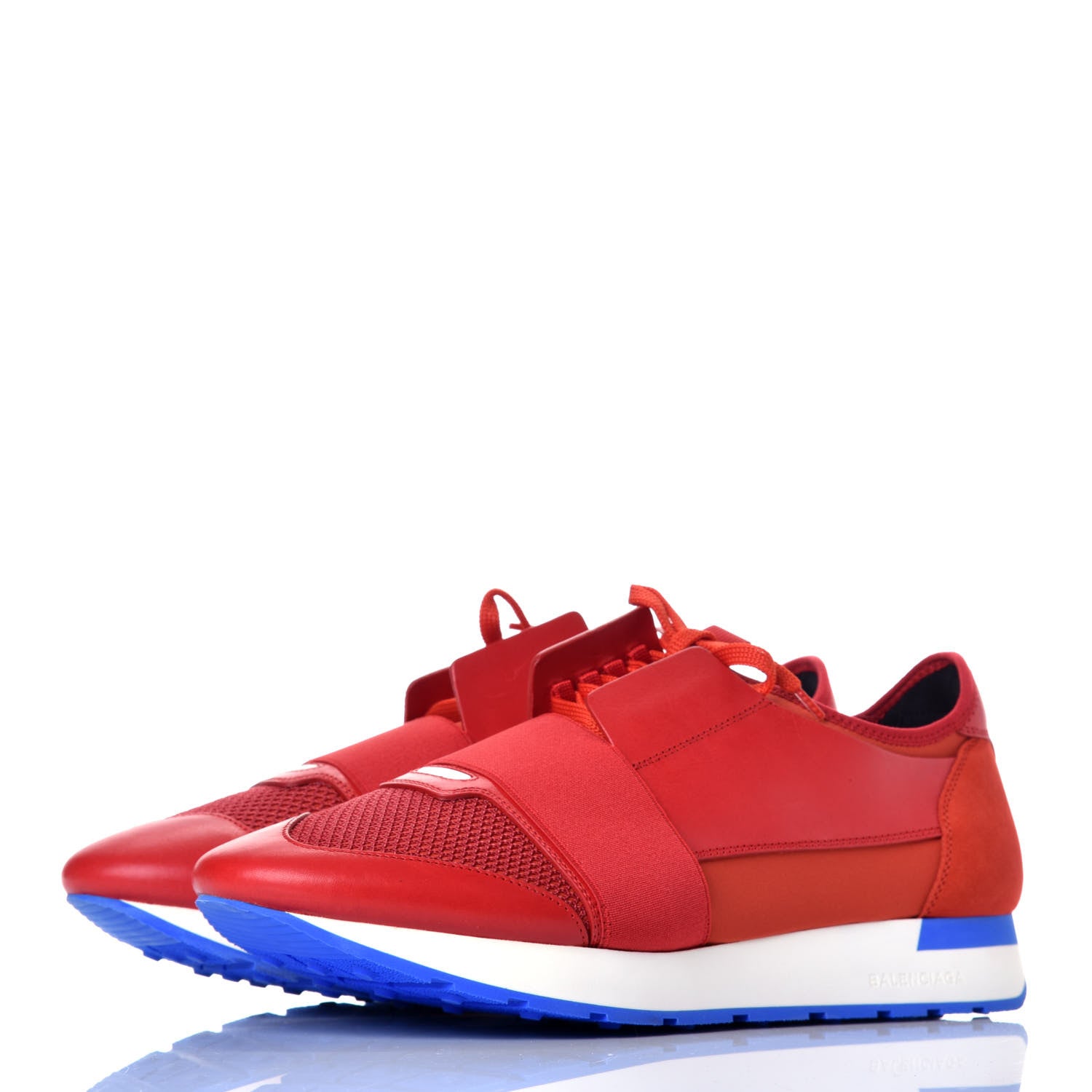 Balenciaga Mesh Calfskin Neoprene Suede Mens Race Runner Sneakers 44 Rouge 3 of 8