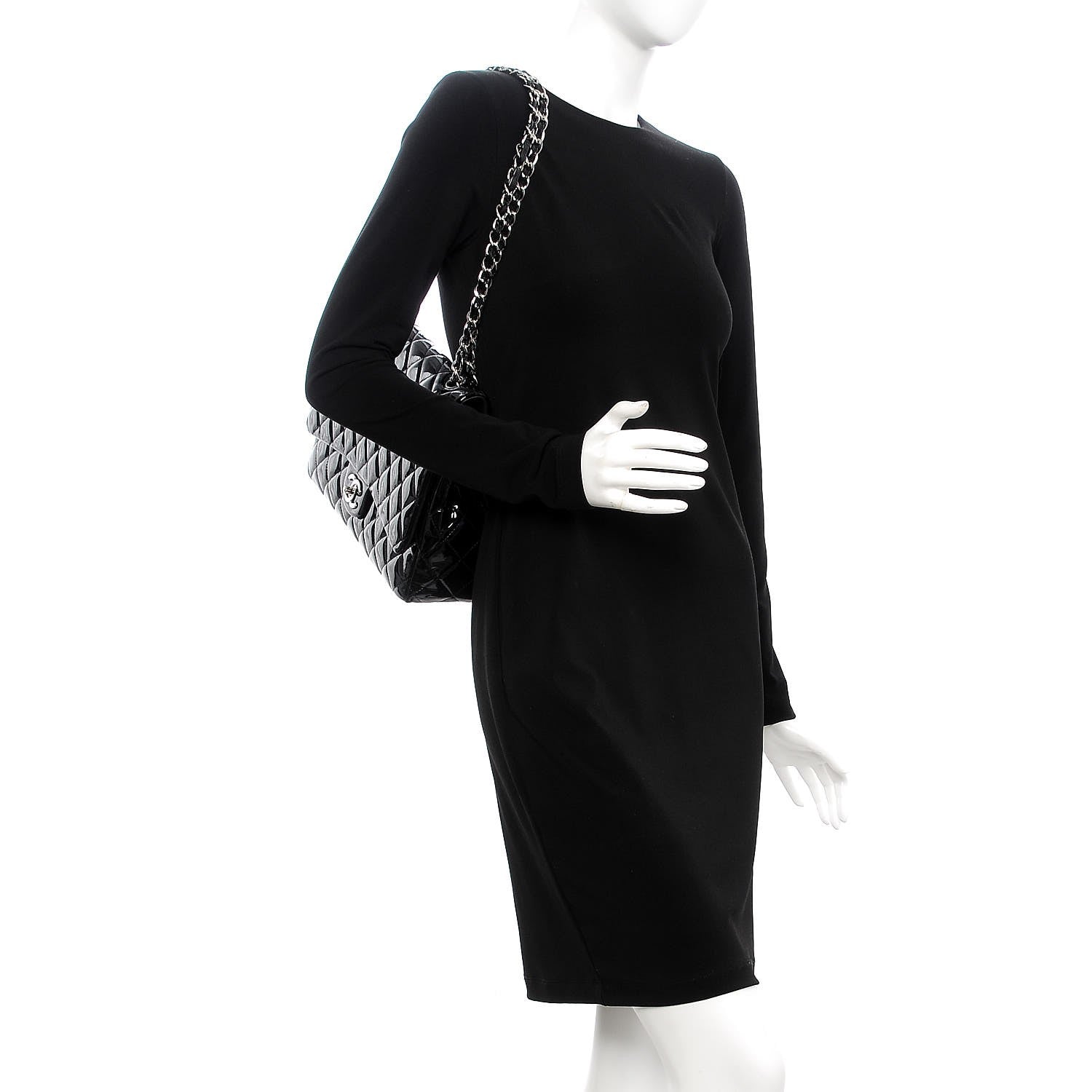 Chanel Patent Quilted Maxi Double Flap Black 3 of 9