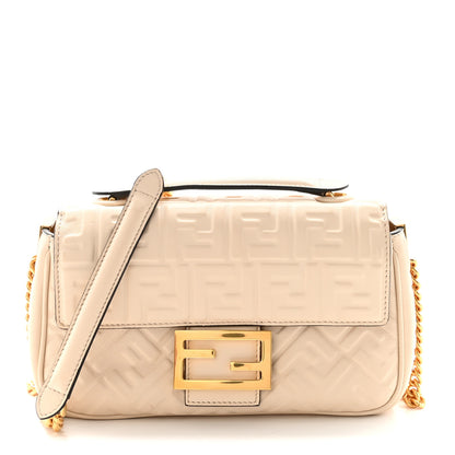 Fendi Nappa Small FF Embossed Midi Chain Baguette Camelia 1 of 10