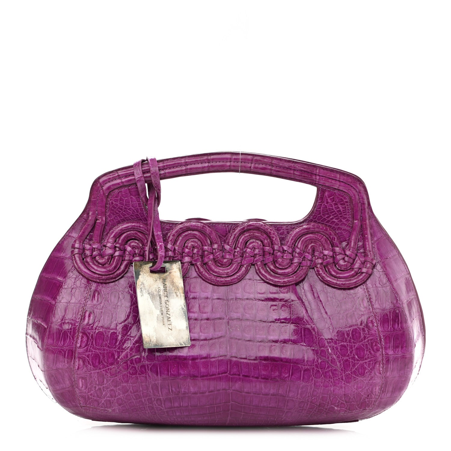 Nancy Gonzalez Crocodile Satchel Fuchsia 1 of 16