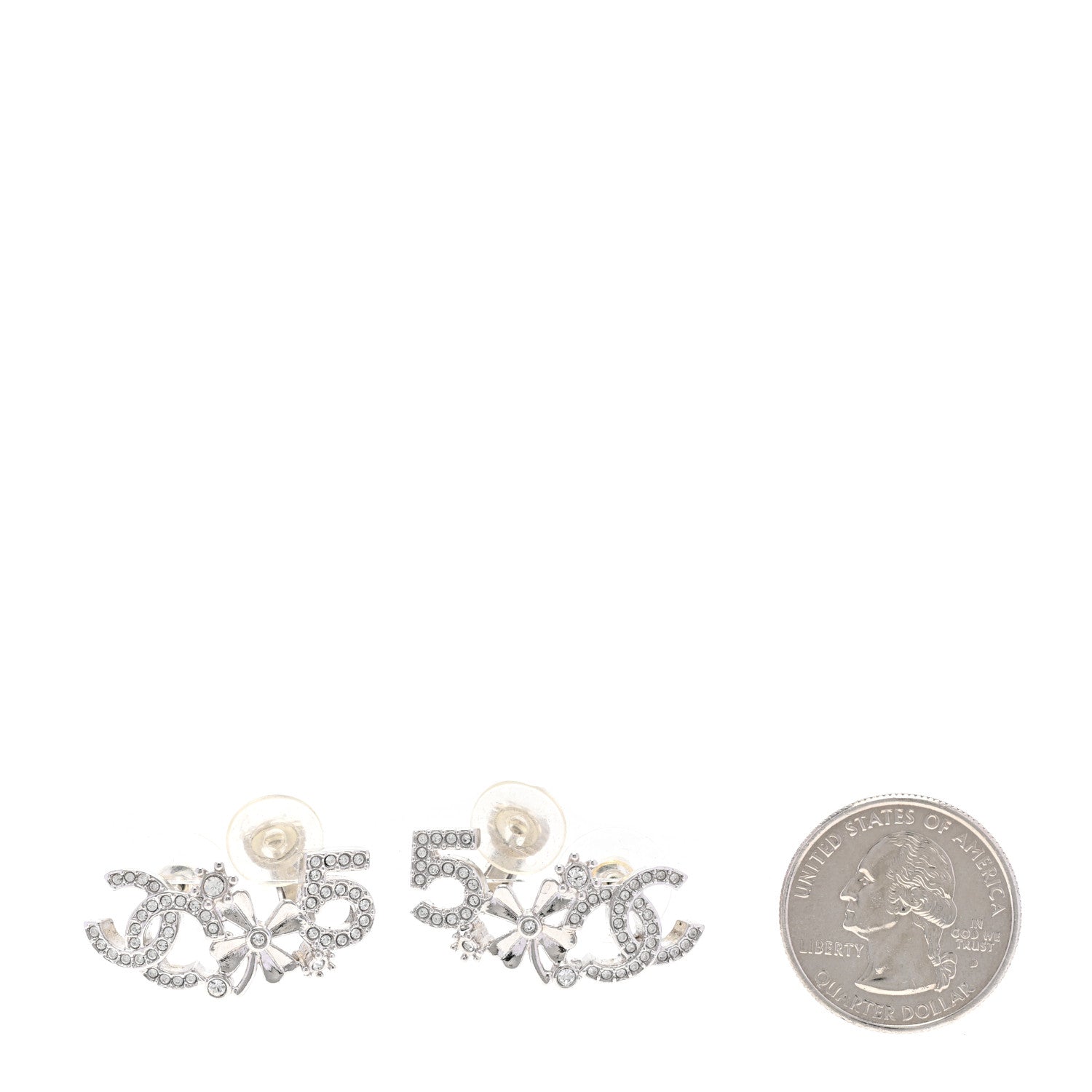 Chanel Crystal Star 5 CC Earrings Silver 2 of 5