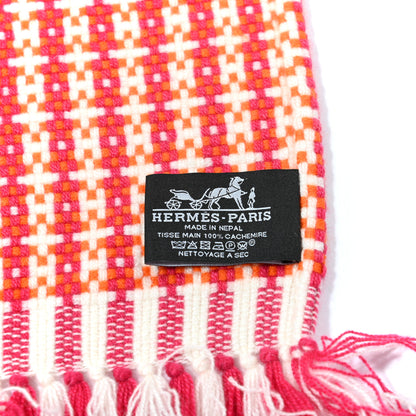 Hermes Cashmere Loom Mosaique Blanket Fuchsia Feu Cypres 4 of 4