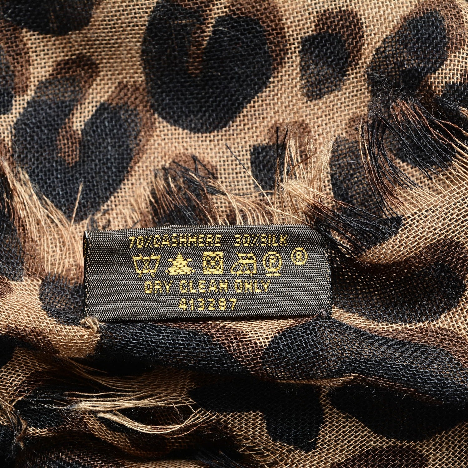 Louis Vuitton Cashmere Silk Leopard Stole Brown 5 of 5