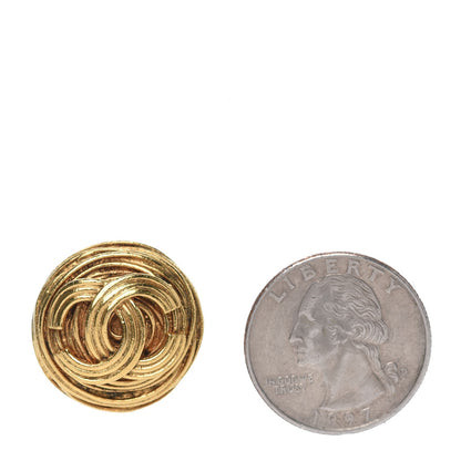 Chanel CC Button Clip On Earrings Gold 2 of 4