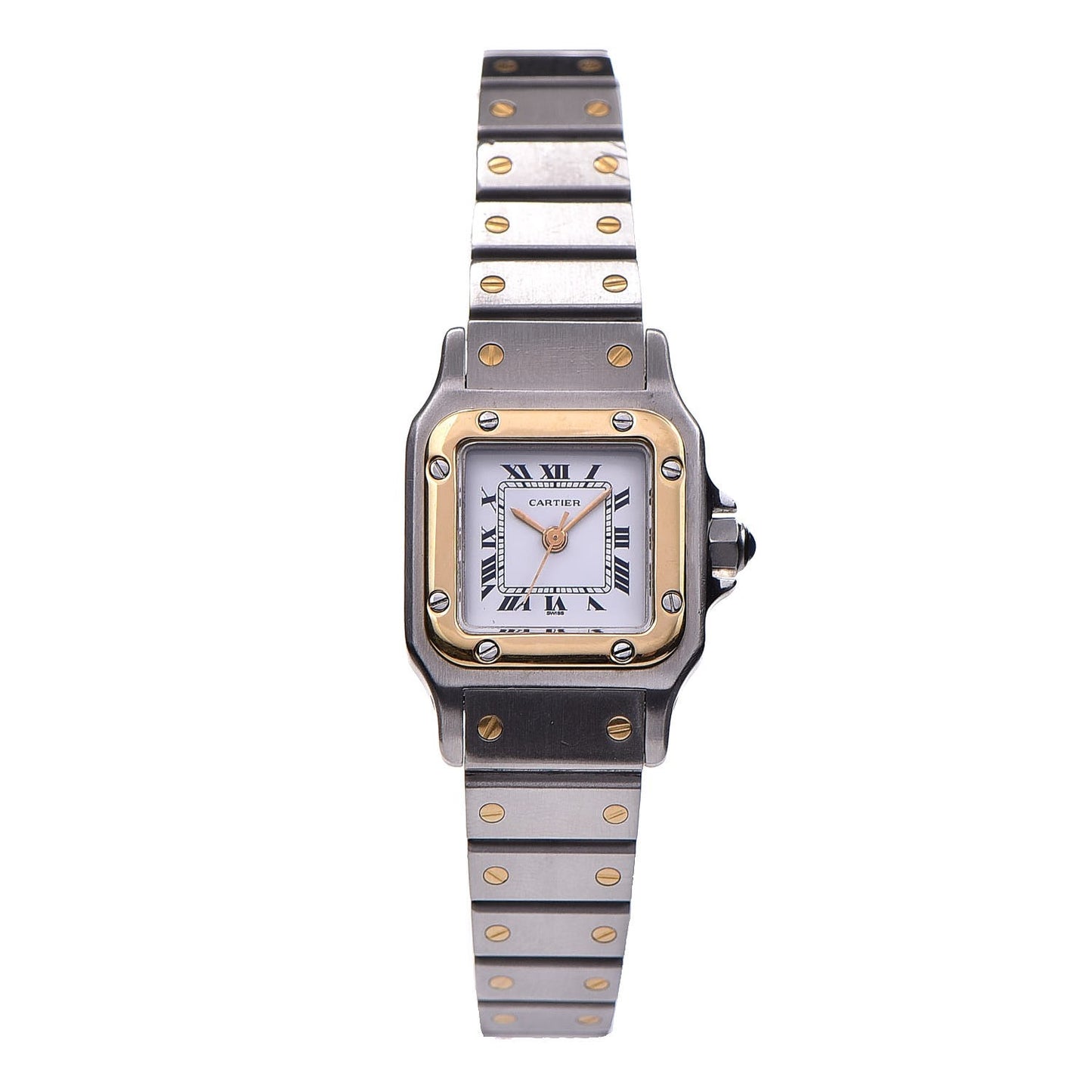 Stainless Steel 18K Yellow Gold 24mm Santos De Cartier Galbee Quartz Watch