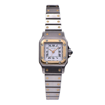 Cartier Stainless Steel 18K Yellow Gold 24mm Santos De Cartier Galbee Quartz Watch 1 of 13