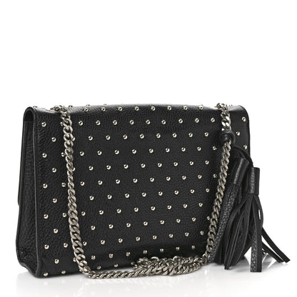 Gucci Calfskin Studded Medium Miss Bamboo Shoulder Bag Black 3 of 14