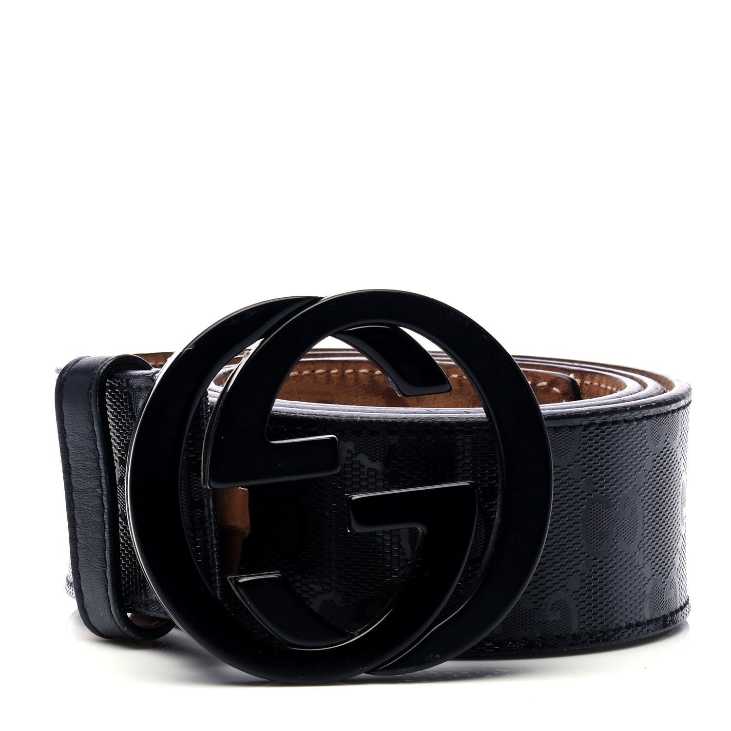 Gucci Imprime Monogram Interlocking G Belt 85 34 Black 1 of 4
