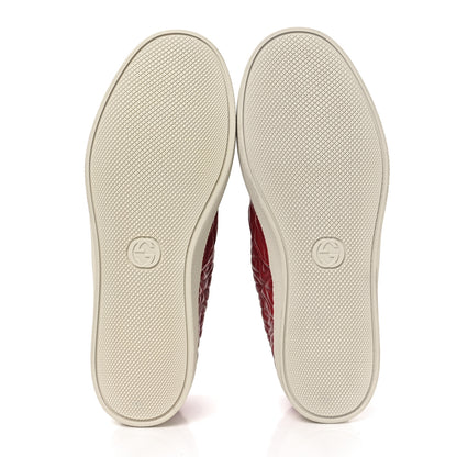 Gucci Nappa Web G Rhombus Quilted Mens Slip On Sneakers 7.5 Hibiscus Red Rosso 6 of 9