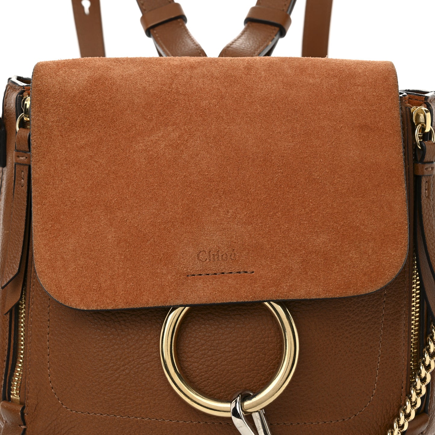 Suede Calfskin Medium Faye Backpack Tan