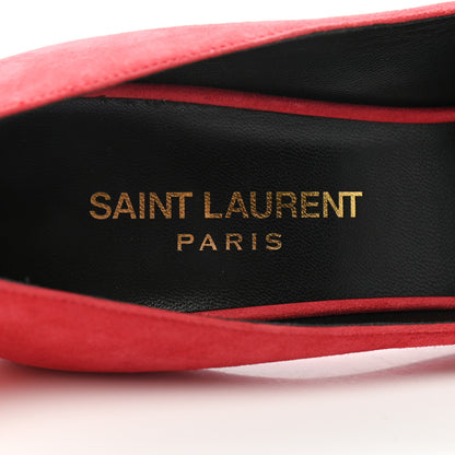 Saint Laurent Kid Scamosciato Classic Paris 105 Skinny Pumps 37 New Red 7 of 9