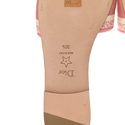 Christian Dior Cotton D-Stripes Embroidered Dway Mules Slide Sandals 36.5 Deep Nude 6 of 8