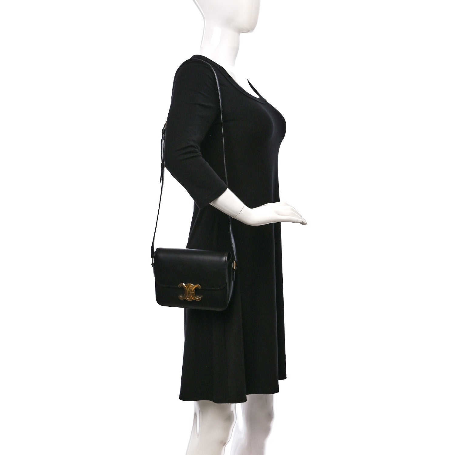 Celine Shiny Calfskin Teen Triomphe Black 2 of 9