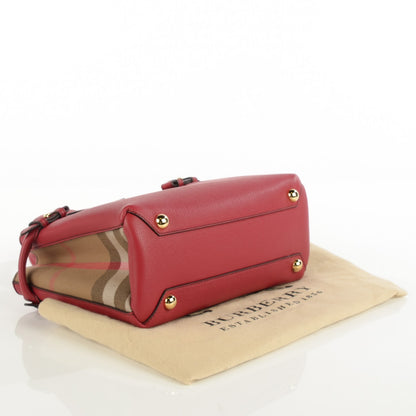 Burberry Grainy Calfskin House Check Small Banner Tote Russet Red 6 of 11
