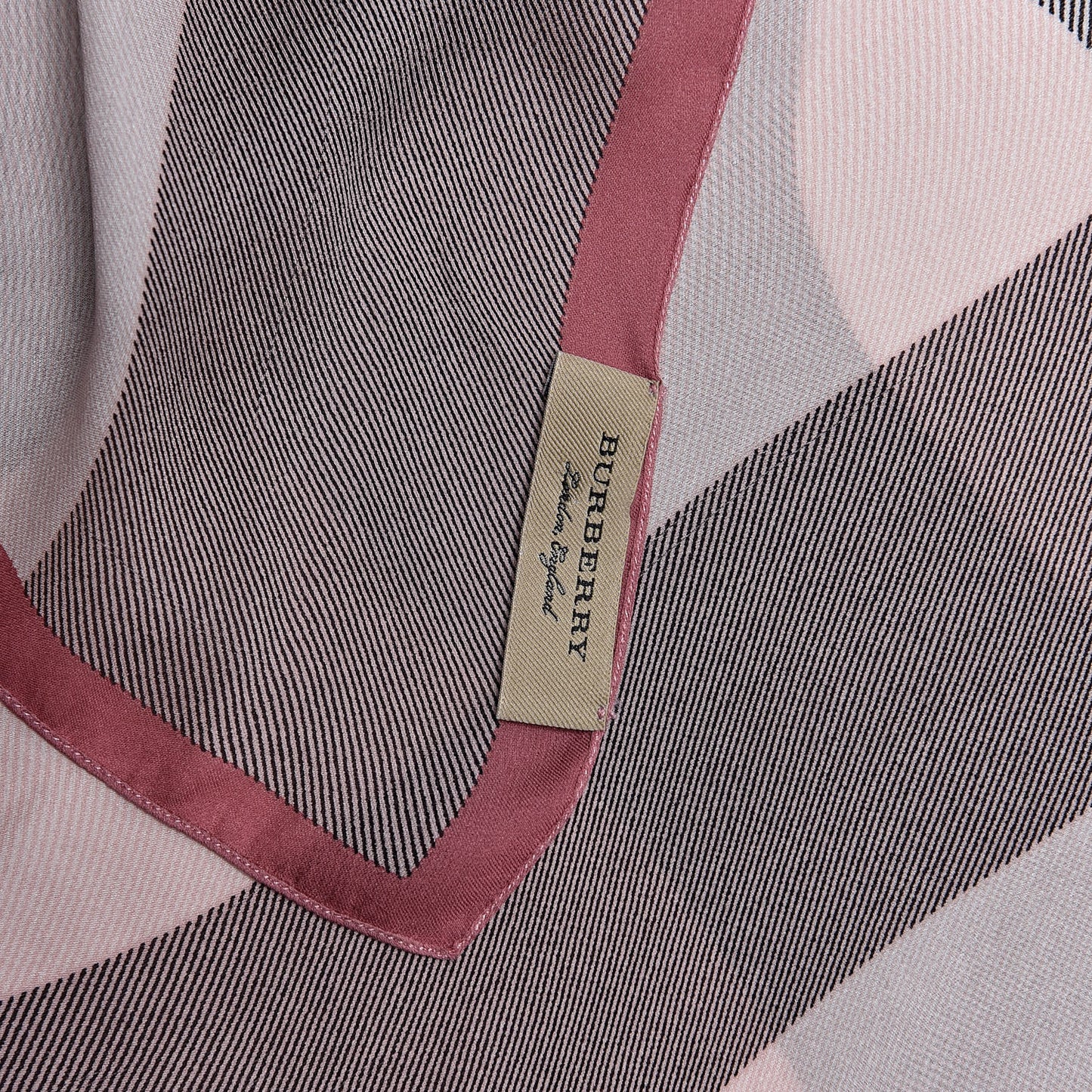 Silk Giant Check Scarf Pink