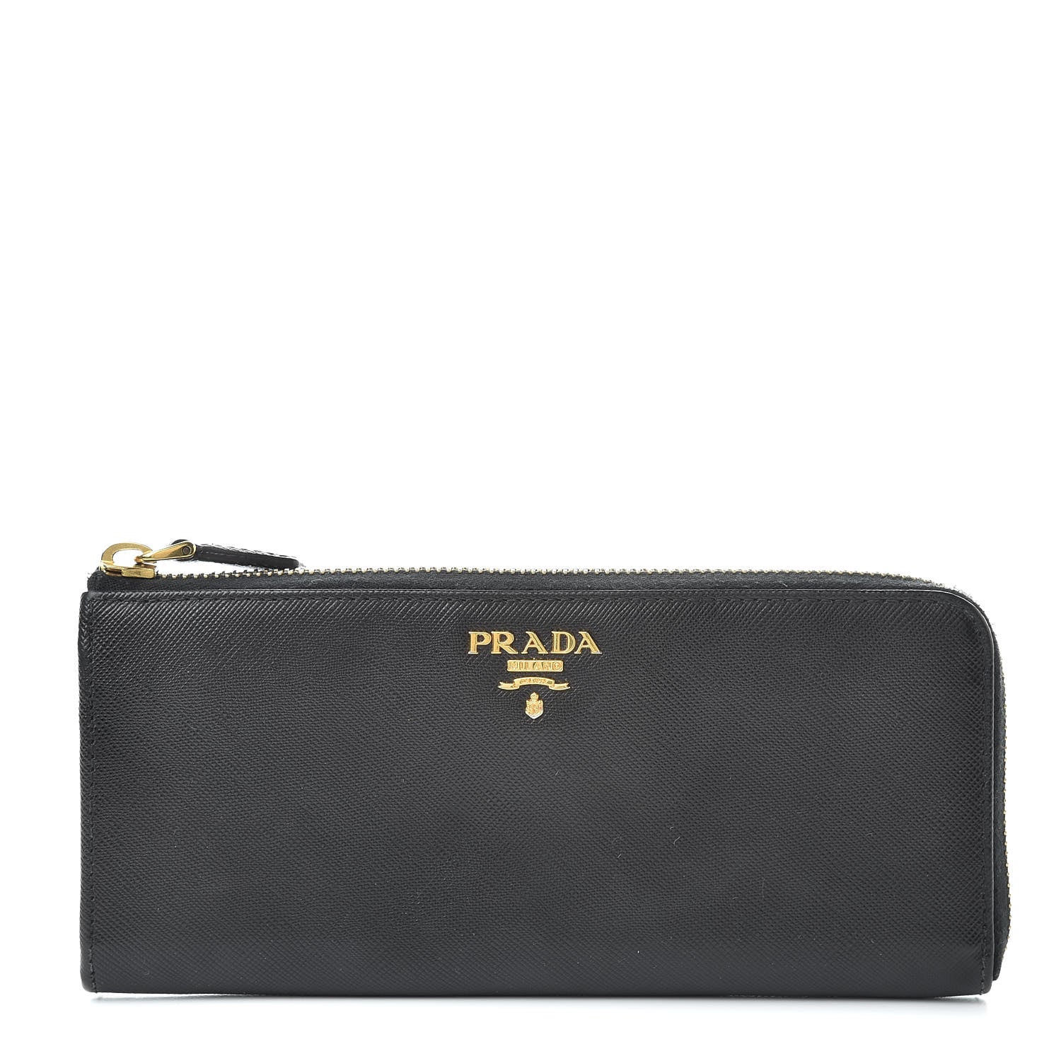 Prada Saffiano Zip Around Wallet Black 1 of 8
