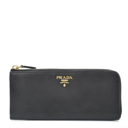 Prada Saffiano Zip Around Wallet Black 1 of 8