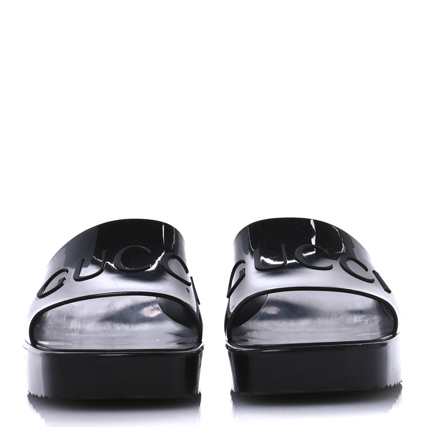 Rubber Gucci Logo Womens Platform 20/60mm Slide Sandals 38 Black