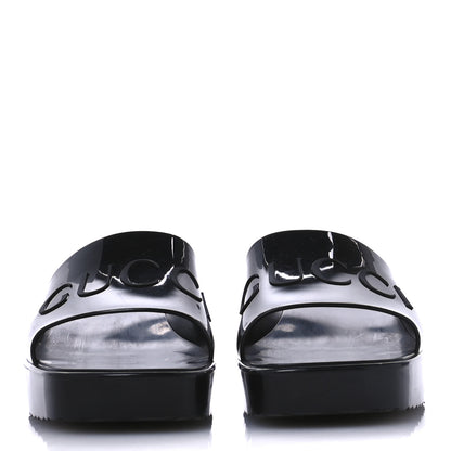 Gucci Rubber Gucci Logo Womens Platform 20/60mm Slide Sandals 38 Black 3 of 9