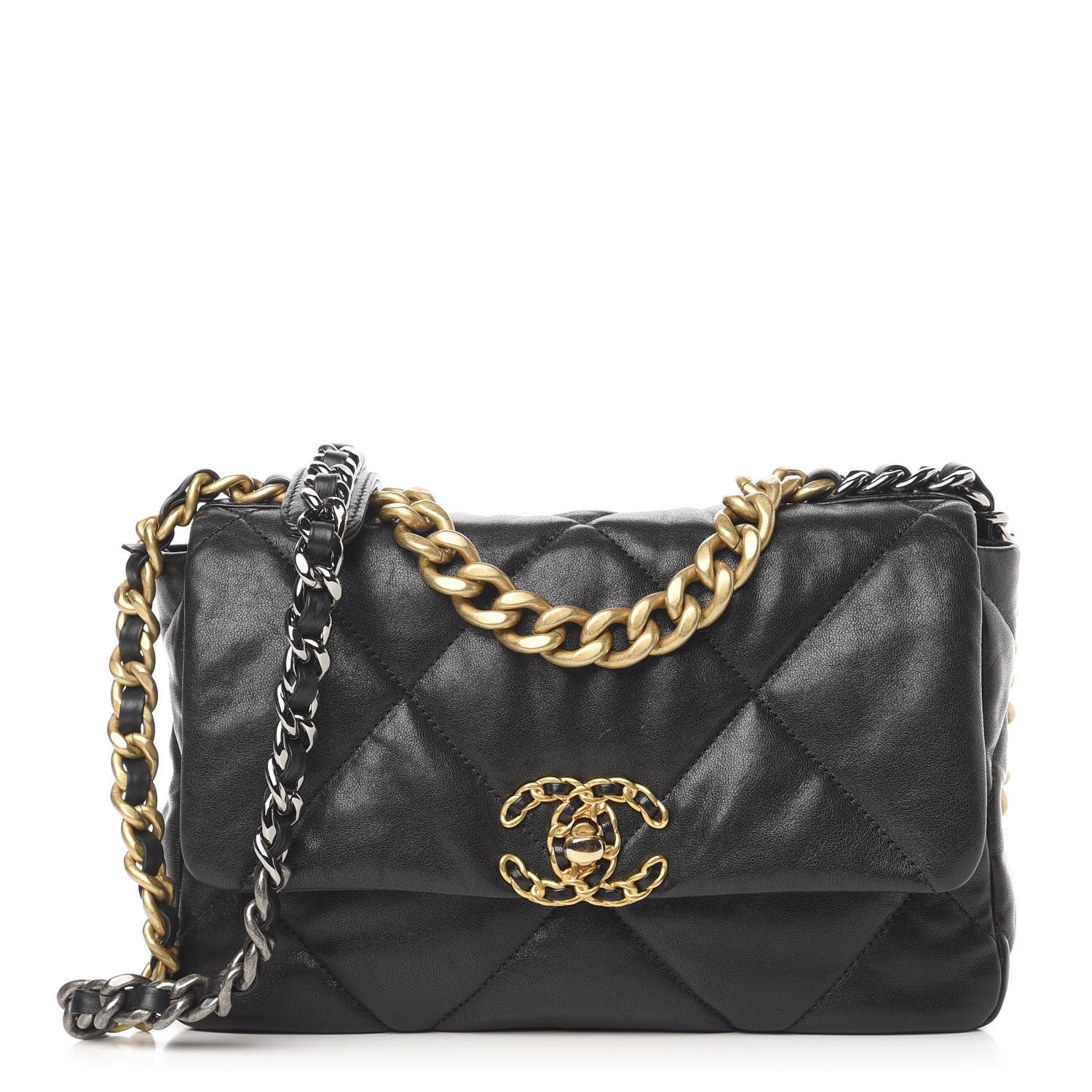 Chanel Lambskin Quilted Medium 19 Flap Black 1 of 10