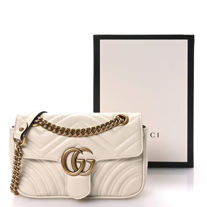 Gucci Calfskin Matelasse Mini GG Marmont Shoulder Bag White 11 of 11