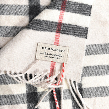 Burberry Cashmere Giant Check Fringe Scarf Stone 3 of 3