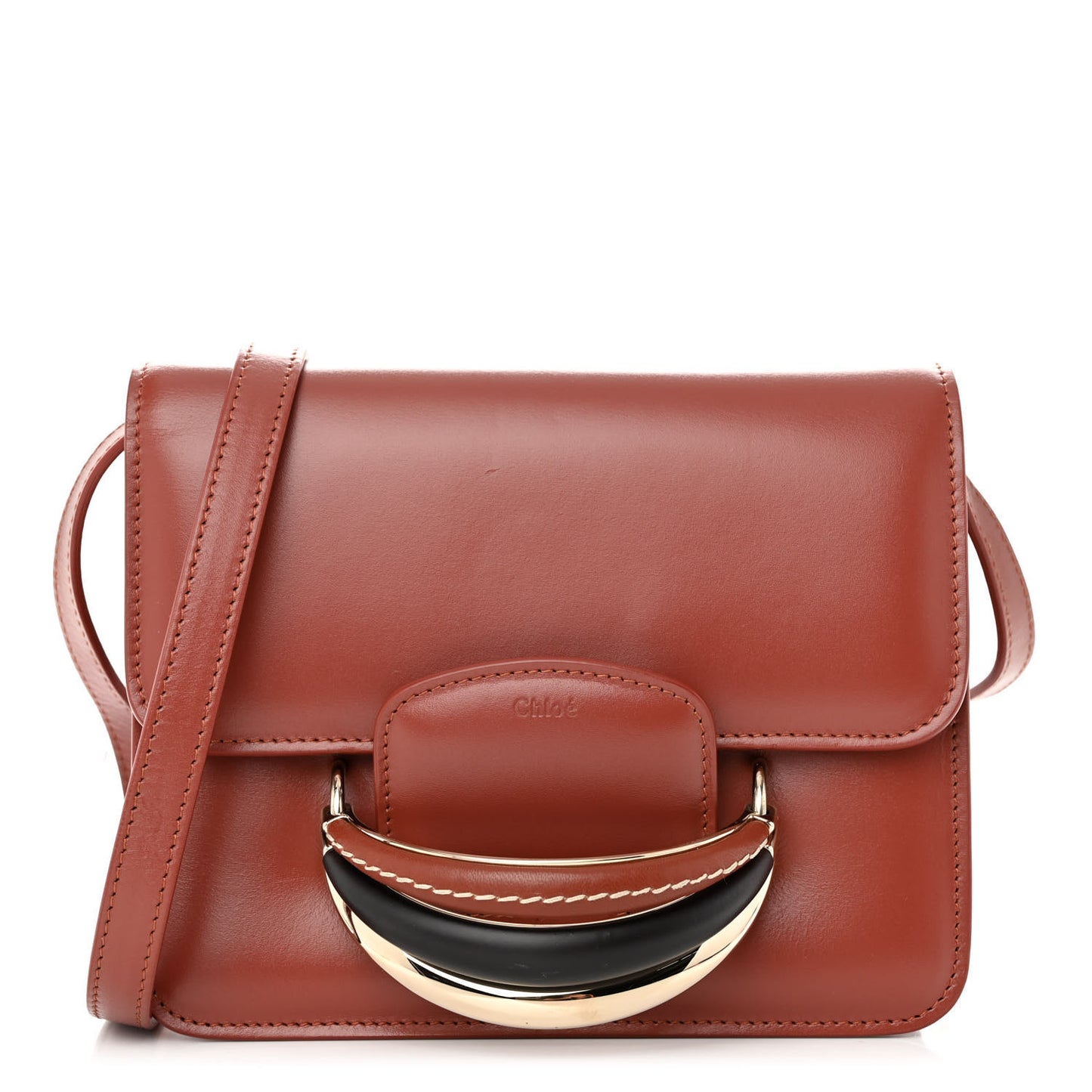 Calfskin Kattie Shoulder Bag Sepia Brown