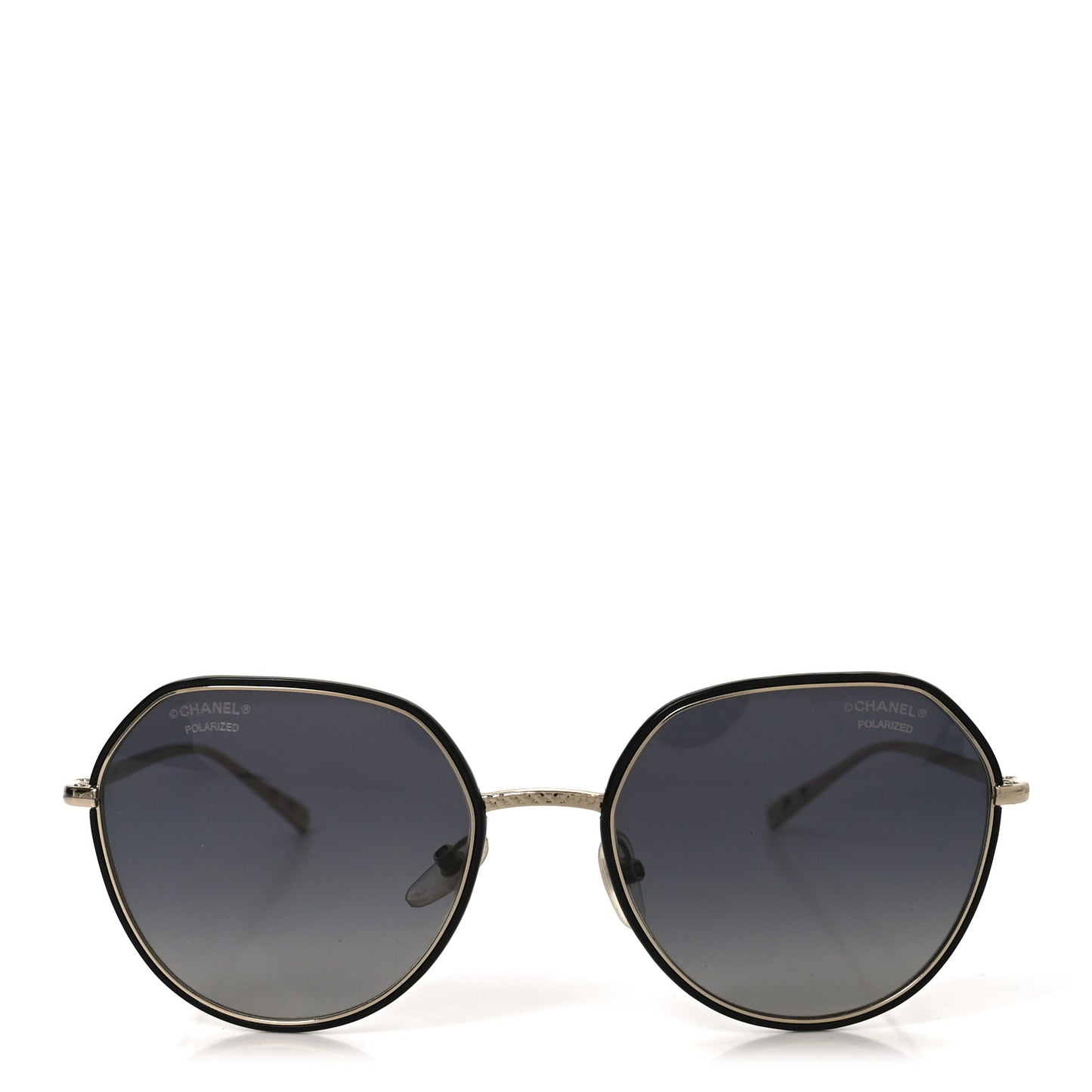 Metal Polarized Round Sunglasses 4251-J Gold Black