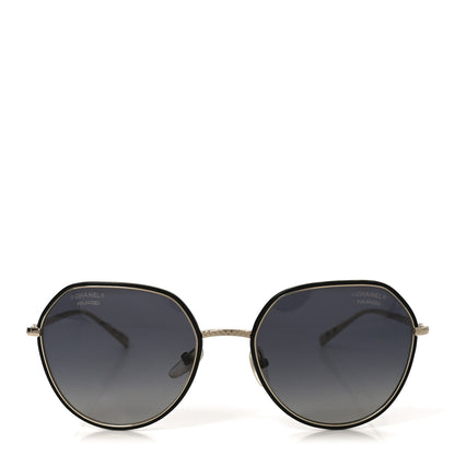 Chanel Metal Polarized Round Sunglasses 4251-J Gold Black 2 of 7