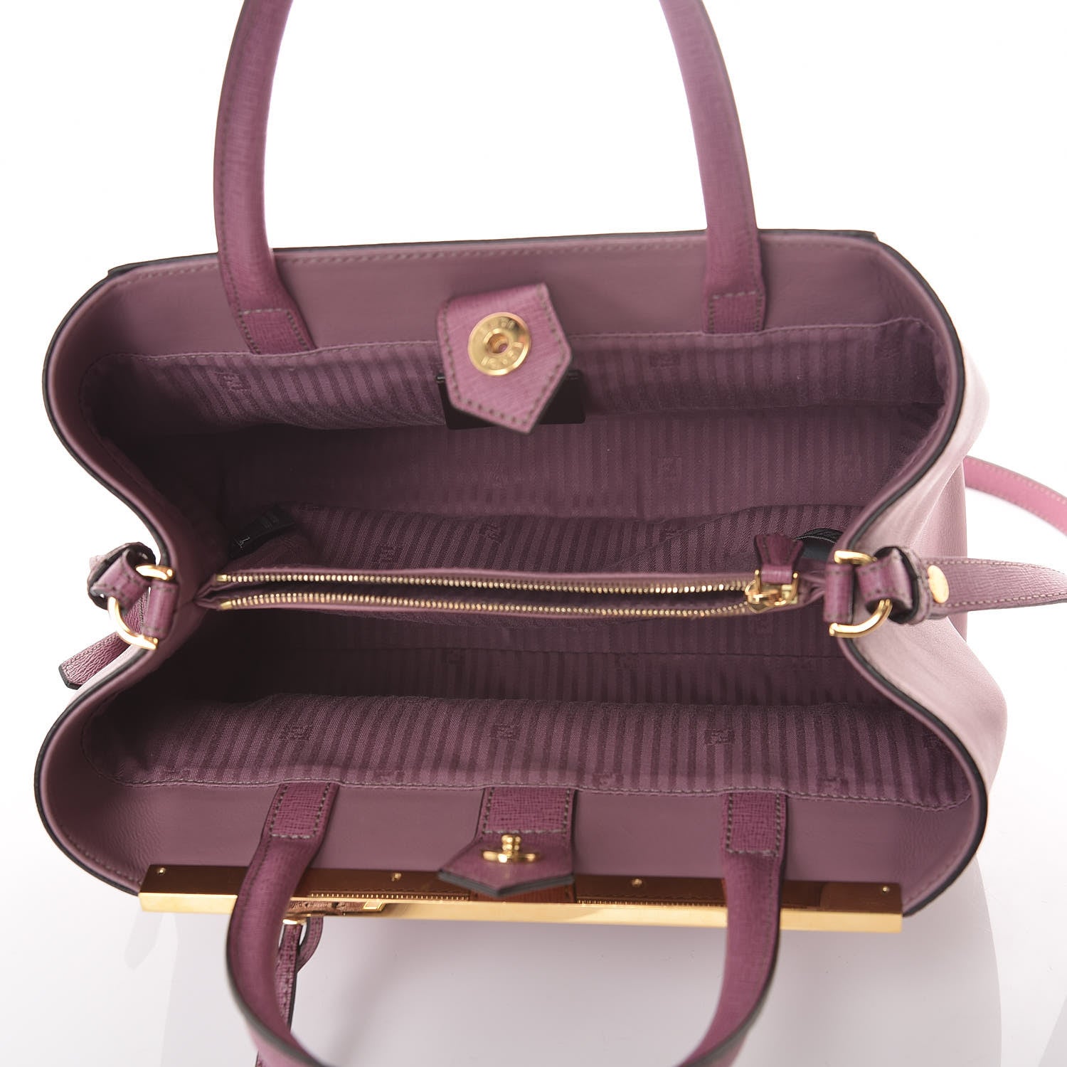 Fendi Vitello Elite Flamingo Petite 2Jours Tote Lilla Glicine 7 of 9