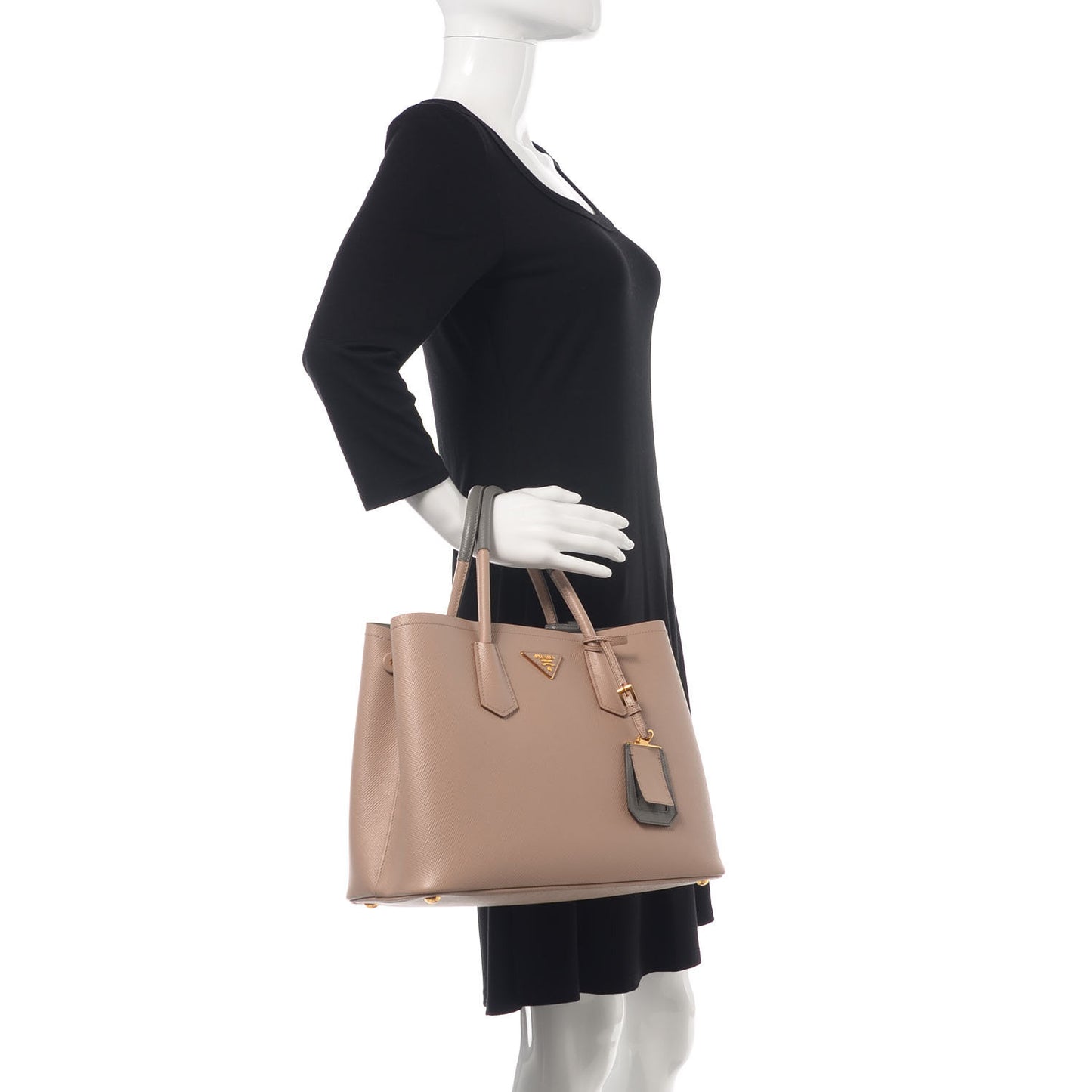 Saffiano Cuir Medium Double Bag Cammeo Marmo